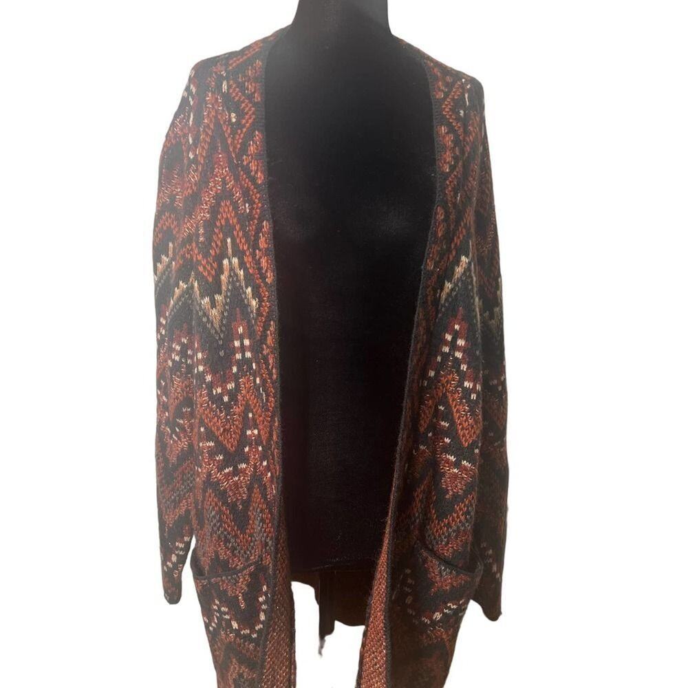 LUCKY BRAND AZETC CHEVRON OPEN CARDIGAN SWEATER SIZE‎ M